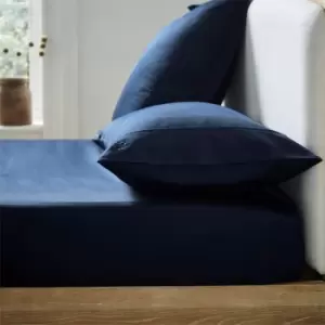Image of Ted Baker Plain Dye Cotton Fitted Sheet - Navy