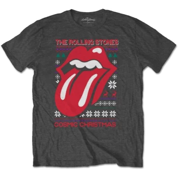 Image of The Rolling Stones - Cosmic Christmas Unisex Large T-Shirt - Grey