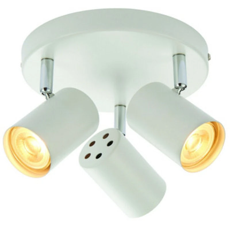 Image of Loops Triple Adjustable Head Ceiling Spotlight Matt White Round GU10 Kitchen Downlight White