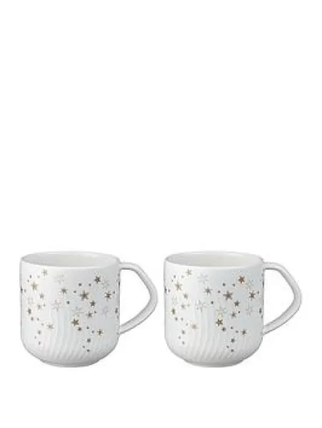 image of Porcelain Arc White Stars Set Of 2 Large Mugs