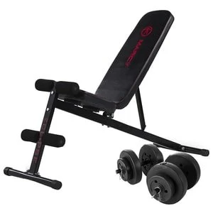 image of Marcy Eclipse UB1000 Weight Bench and 18KG Vinyl Dumbell Set