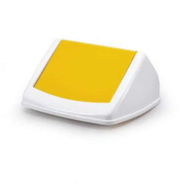 Image of DURABIN Plastic Waste Bin Rectangular 40 Litre With Yellow Lid - EXR28202DR