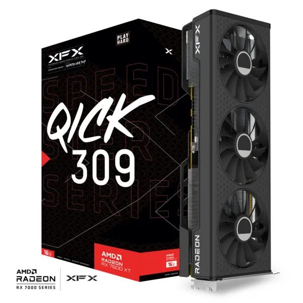 image of XFX RADEON RX 7600 XT SPEEDSTER QICK309 BLACK Gaming 16GB GDDR6 Graphics Card