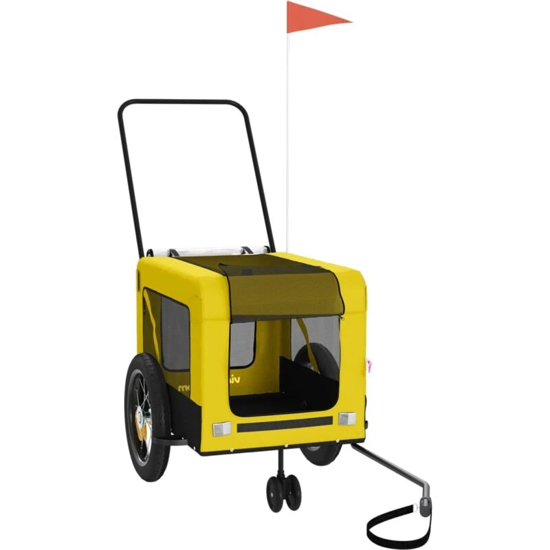 Image of VIDAXL Vidaxl - Pet Bike Trailer Yellow and Black Oxford Fabric and Iron 8720845770303