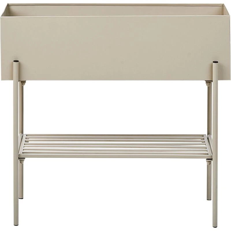 Image of Beliani Elevated Plant Pot Vinca Metal 70 Cm Beige