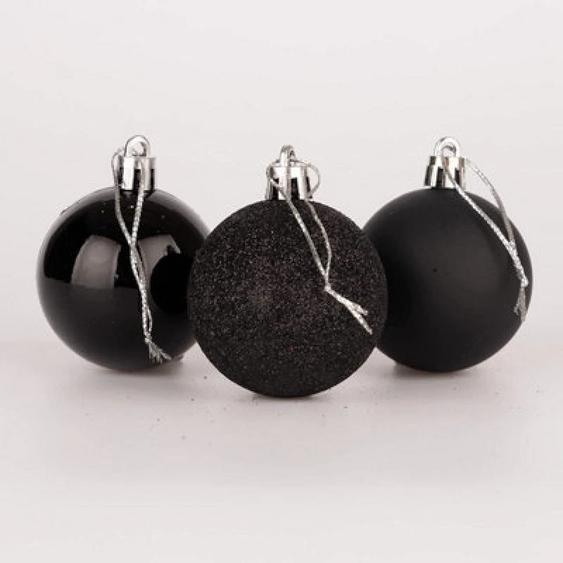 Image of Shatchi 50mm/9Pcs Christmas Baubles Shatterproof Black,tree Decorations