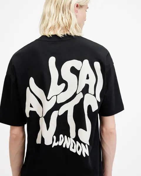 Image of Allsaints Allsaints Orlando Back Print T-Shirt - Black VXE17 Male 2XL,L,M,S,XL