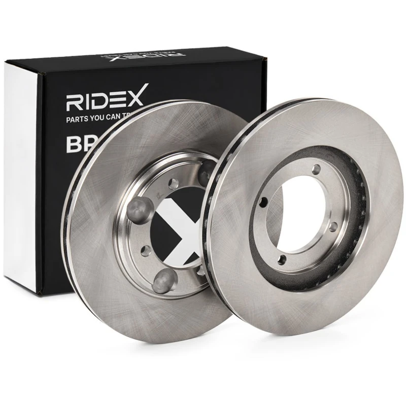 Image of RIDEX 82B0496 Brake disc Front Axle, Vented, Cast Iron, Uncoated, Untreated, without bolts/screws Cast Iron Brake Disc (82)