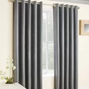 Enhancedliving - Enhanced Living Vogue Embossed Textured Thermal Blackout Eyelet Curtains, Grey, 46 x 72 Inch