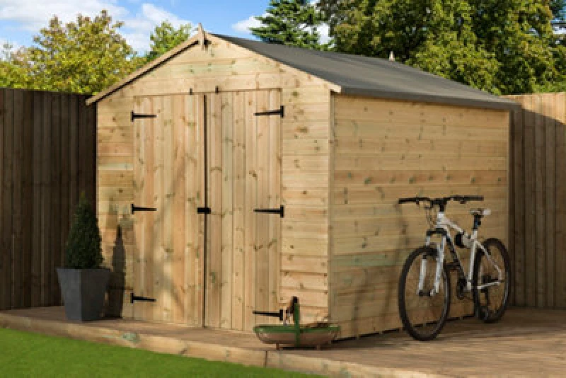 Image of Empire Sheds Empire 9500 8X8 Premier Pressure Treated Tongue And Groove Wooden Garden Shed Apex Shed Double Door (8' X 8' / 8ft X 8ft) (8X8)