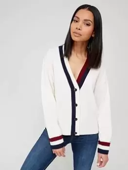 Image of Tommy Hilfiger Wool Cashmere Blend Cardigan - Cream Size M Women