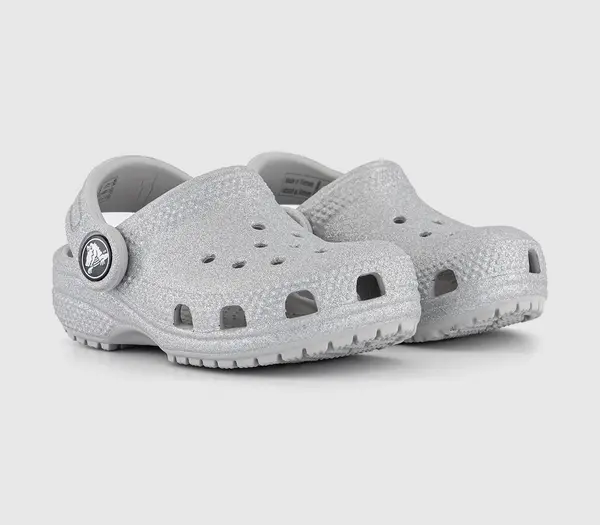 image of Crocs Kids Classic Clog T Silver Glitter, 4infant