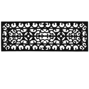 Rubber Step Mat, 25x75cm,Black, Lexi Wrought Iron Effect - JVL