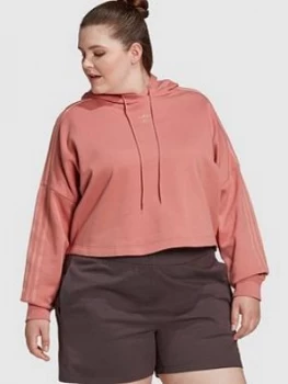 Image of Adidas Originals New Neutral Cropped Hoodie - Plus Size - Pink
