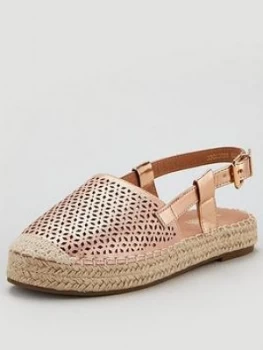 Image of Wallis Thick Sole Cutwork Espadrille Slingback Sandals - Blush, Size 6, Women
