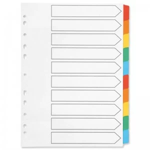 image of Q-Connect Index A4 Multi-Punched 10-Part Reinforced Multi-Colour Blank