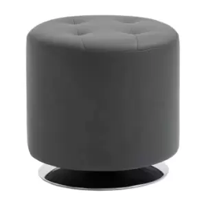 image of Homcom 360° Swivel Foot Stool PU Faux Leather With Thick Padding And Steel Base Grey