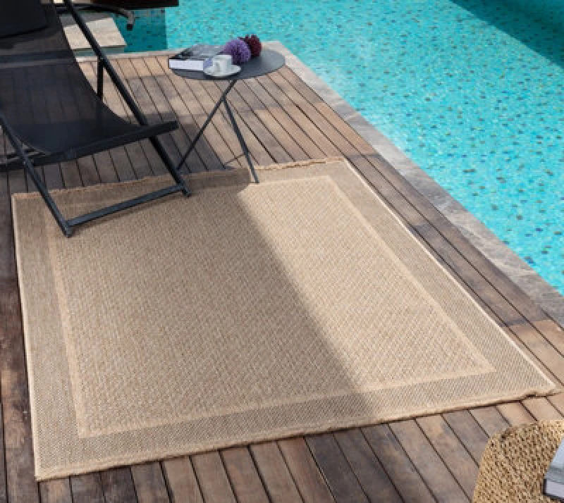 Image of Livabliss In- & Outdoor Cottage Jute-Look Beige Penny Area Rug 160 X 213cm - Easy To Clean, Perfect For Balcony, Kitchen Or Dining Room