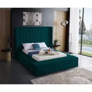 Image of Kensington Upholstered Beds - Plush Velvet, King Size Frame, Green - Green