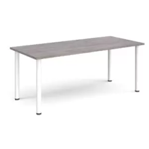 Image of Rectangular white radial leg meeting table 1800mm x 800mm - grey oak