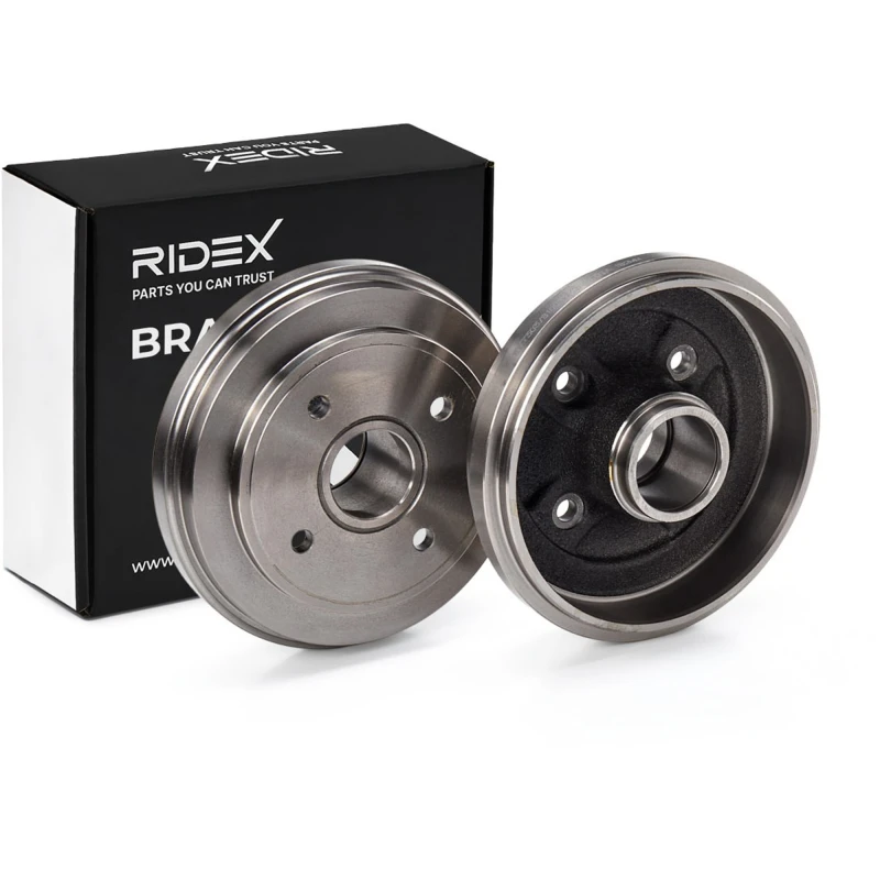 Image of RIDEX 123B0045 Brake Drum Rear Axle, 208mm, without ABS sensor ring Brake Drum (123)