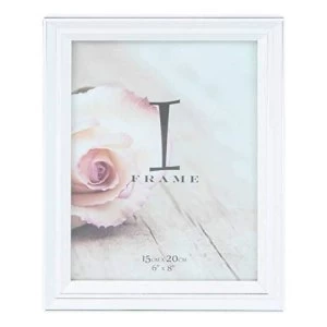 Image of 6" x 8" - iFrame Plastic White & Silver Photo Frame