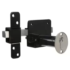 Image of Gatemate Black Stainless Steel Euro Double Locking Long Throw Barrel Gate Bolt, (L)87mm (Bl)70mm