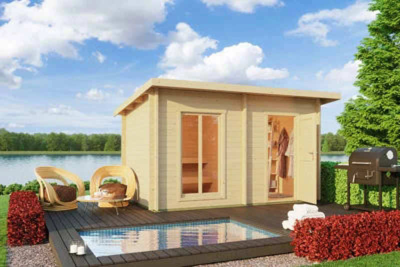 Image of Lasita Maja Sundborn-Log Cabin, Wooden Garden Room, Timber Summerhouse, Home Office - L440 X W298.3 X H233.7 Cm