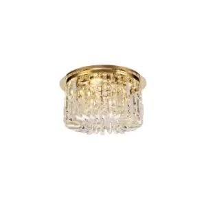 Image of 45cm Round Flush Chandelier, 5 Light E14, Gold, Crystal