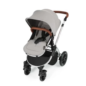 image of Ickle Bubba Stomp V3 i-Size Travel System with Isofix Base -Silver on Silver with Tan Handles