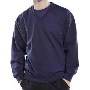 Image of Click Workwear Sweatshirt V Neck Polycotton 300gsm S Navy Blue Ref