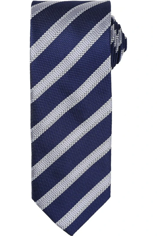 Image of Premier Premier Men Stripe Waffle Tie in Navy Navy One Size Male 5063425959952