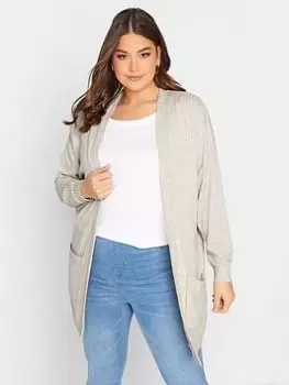Image of Yours Ribbed Soft Touch Pocket Cardigan - Natural, Size 16, Women