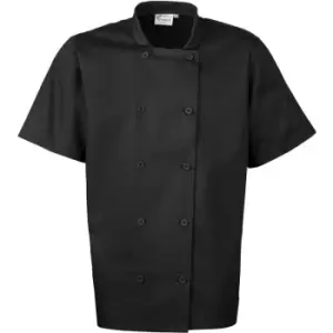 Image of Premier Unisex Short Sleeved Chefs Jacket / Workwear (Pack of 2) (XXL) (Black) - Black