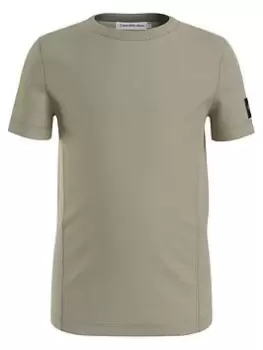 Image of Calvin Klein Jeans Boys Badge Rib Fitted Top - Wheat Fields