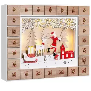 image of Advent Calendar Santa Claus Wood LED Reusable