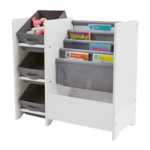 image of Liberty House Toys Kids White Display Unit with Fabric Storage Boxes