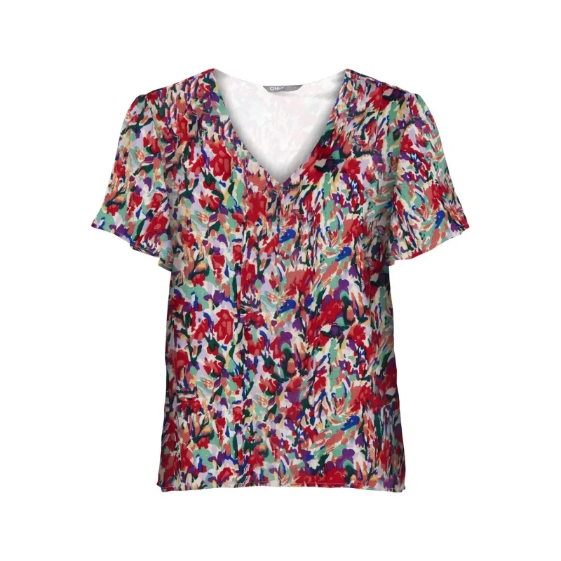 Image of Only Womens v-neck T-Shirt Only Elizabeth Multicolore Female XS