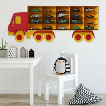 image of Kamyon - Yellow, Red Yellow Red Decorative MDF Wall Shelf