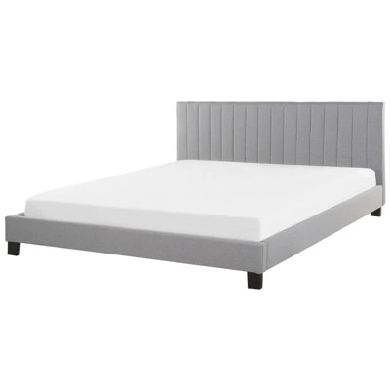 Image of Beliani Bed Fabric Poitiers 180 X 200 Cm (Eu Super King) Light Grey
