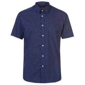 Pierre Cardin Short Sleeve Shirt Mens - Navy/Wht Geo