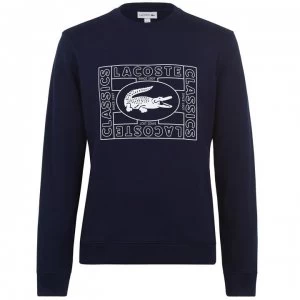 Image of Lacoste Text Crew Sweater - Navy