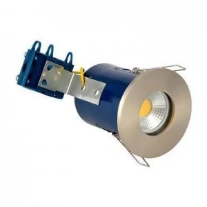 Image of Fixed Fire Rated IP65 Satin Chrome Downlight-No Bulb-Single