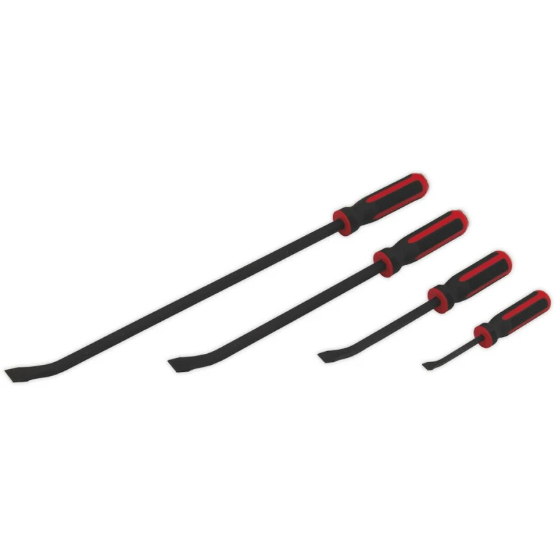 Image of Loops 4 Piece Heavy Duty Pry Bar Set with Hammer Cap - Angled Shafts - Chromoly Steel Metallics