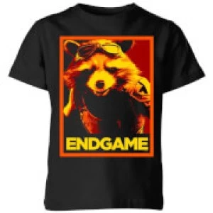 Image of Avengers Endgame Rocket Poster Kids T-Shirt - Black - 11-12 Years