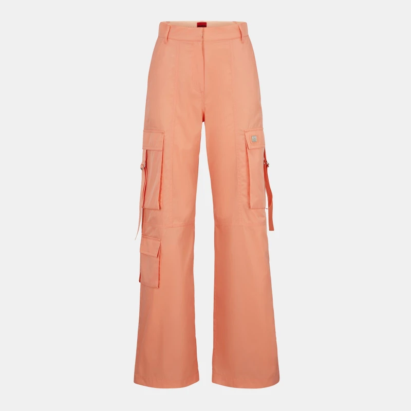 Image of Hugo Womens Hyata Wide Leg Trousers Pastel Orange female 4 (XXS)