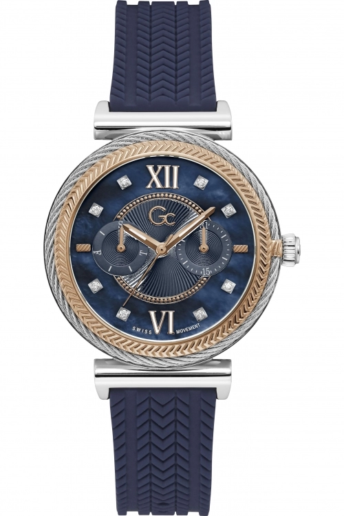 Image of Mens GC Y76004L1MF Starlight Blue Strap Wristwatch Colour - Silver Tone