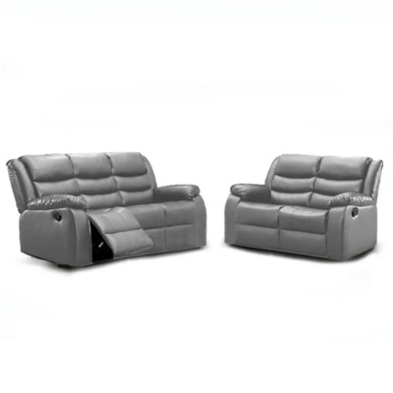 Image of Furnishings For Less UK Venice 3 + 2 Grey Leather Manual Reclining Sofa Suite