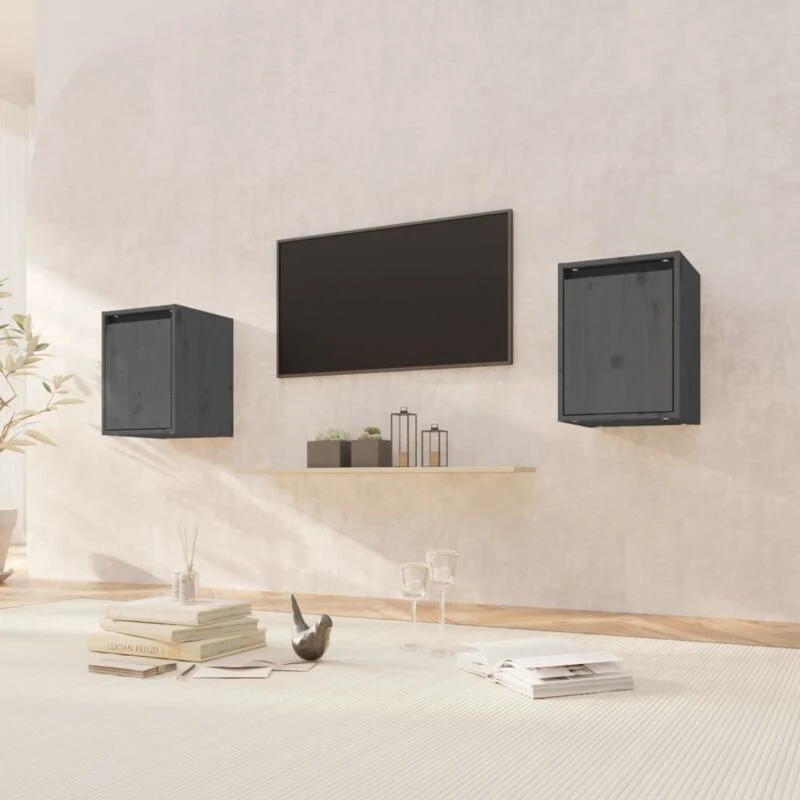 Image of VIDAXL Vidaxl - Wall Cabinets 2 pcs Grey 30x30x40cm Solid Wood Pine 8720286840726