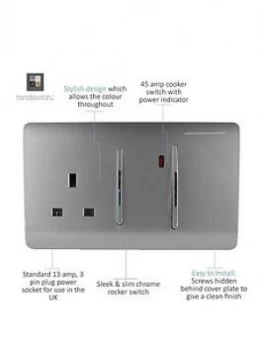 Image of Trendiswitch 13A Cooker Swt & Socket Light Grey